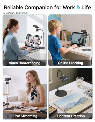 Webcam Stand for Desk, Upgraded Gooseneck Web Camera Tripod & 360° Swivel Ballhead for Logitech Webcam C922 C930 C930e C920 C920s C920x C960 C615 BRIO NexiGo N60 with 1/4" Thread