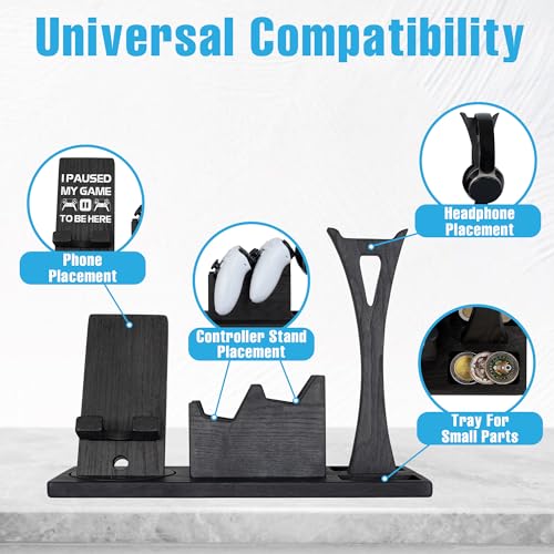 Gaming Accessories Organizer with Headphone Holder, Rotatable Phone Stand & Controller Stand - Unique Gamer Gifts Controllers Holders Gaming Equipment, Gifts for Gamers Controller Holder - size: Standard