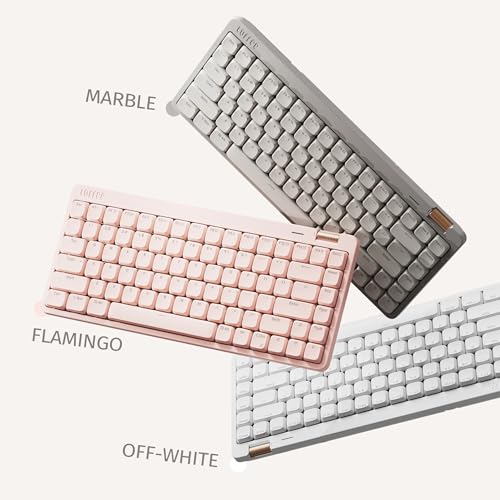 Flow Lite 84 Keys Low Profile Mechanical Keyboard, 75% Swappable Rechargeable Wireless Keyboard with 2.4G Receiver, Bluetooth and Wired Connection for Windows, Mac/Specter Linear Switches (Off-White) - color: Off-White
