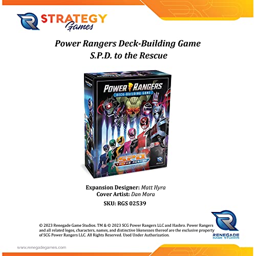 Renegade Game Studios Power Rangers Deck-Building Game S.P.D. Expansion | Stackable card strategy for 2-4 players. Galactic police theme with B-Squad and unique villain attachment mechanics