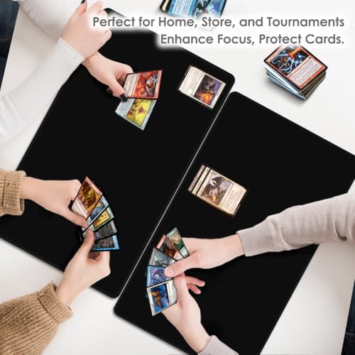 Classic Black TCG Playmat – Solid Color Card Game Mat for All Trading Card Games, 24x14 inch, Stitched Edge, Non-Slip Rubber Base, with Prismatic Playmat Tube - color: Solid Black