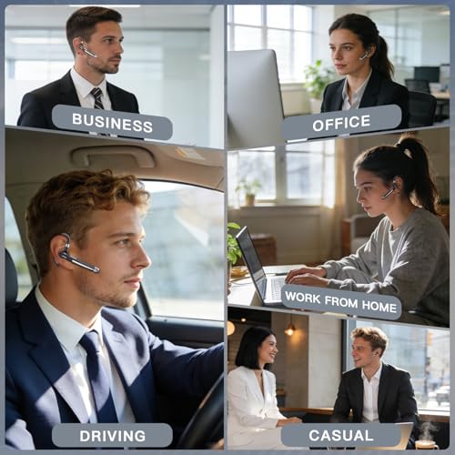 Boytond Bluetooth Headset V6.1,Single-Ear Bluetooth Earpiece,CVC8.0 Noise Cancelling Wireless Headset,100Hrs Talk Time Wireless Earbud with Mic,Hands-Free Headphone for Trucker, Office, Home&Business