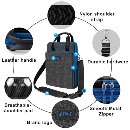 ZINZ Laptop Shoulder Bag 12.3-13 inch Case Sleeve, Expandable Handbag with Valuables Compartment Compatible with MacBook Air/Pro/Neo 13", iPad 12.9"/13"/11", Shockproof,Black-Blue edge - color: Black-blue Edge