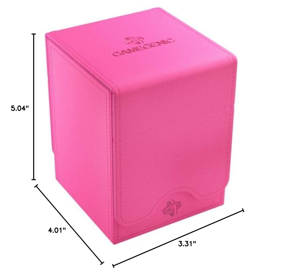 Squire 100+ XL Convertible Deck Box | Card Storage Box with Removable Cover Clips | Holds 100 Double-Sleeved Cards in Extra Thick Inner Card Sleeves | Pink Color | Made by Gamegenic (GGS20103ML) - color: Pink