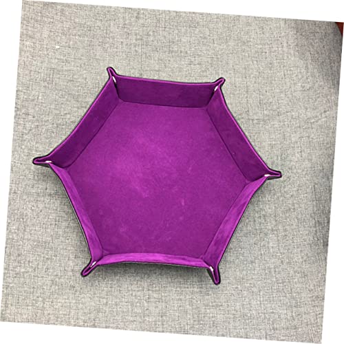 BESPORTBLE Hexagon Dice Tray Pu Leather Storage Box Folding Dice Cup for Gaming Easy Clean and Portable