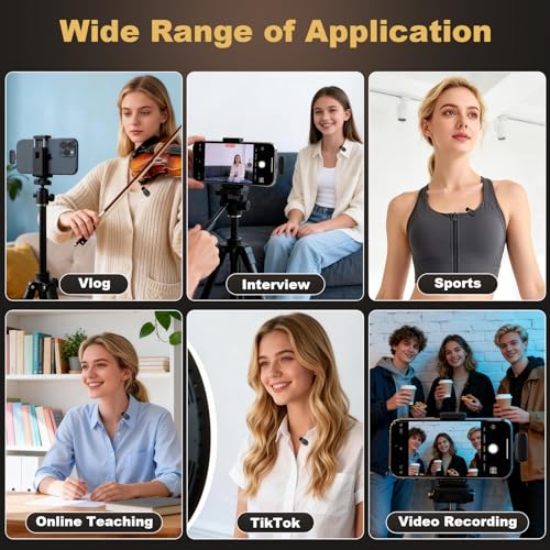 Wireless Lavalier Mini Microphone for iPhone ipad Android | 30H Long Battery Life, Noise Cancellation, Plug & Play for Vlogging, Video Recording, Podcast, YouTube, TikTok