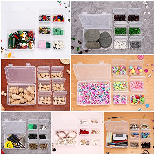 Mathtoxyz Small Bead Organizers and Storage, Clear Rectangle Bead Holder Plastic Cases Transparent Boxes for Nail DIY Craft Making Jewelry Battery Screw
