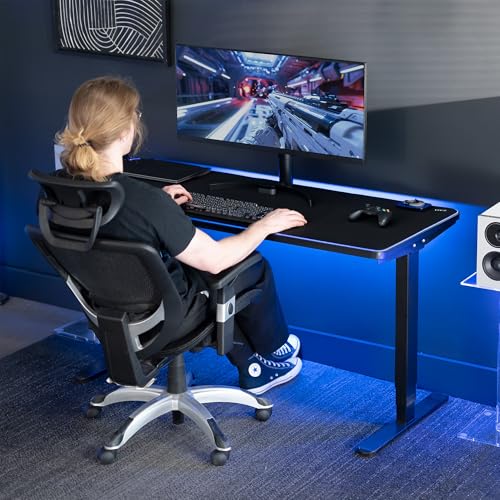 VIVO Large 60 x 24 inch Full Size Desk Pad with RGB Lighting for Office Ambience and Immersive Gaming, Oversized Mouse Pad Table Top Cover, 12 Color Modes, Non-Slip Base, Black, DESK-PAD60-24 - size: 60" x 24"