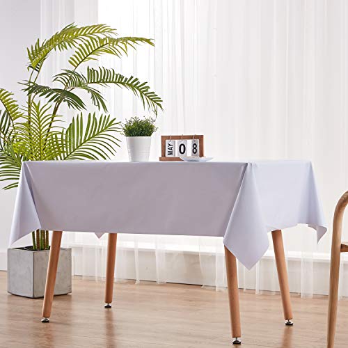 NLMUVW White Square Vinyl Tablecloth 48 Inch 100% Waterproof Oil Proof PVC Table Cloth Wipe Clean Table Cover for Kitchen Dining Picnic, 48 x 48 Inch - color: White, size: 48" x 48" (Square)