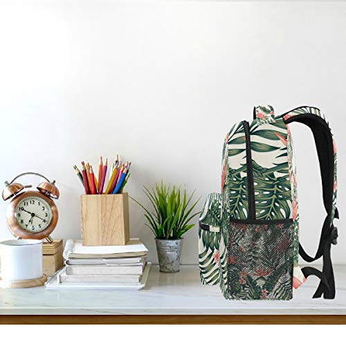 Tropical Palm Leaves Flower Backpacks Pink Florals School Book Travel College Shoulder Bag for Women Men Boys - color: Multi Pattern 6