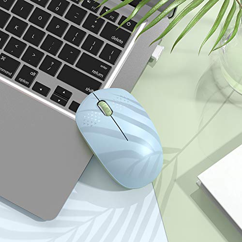 seenda Wireless Mouse for Laptop, 2.4G Noiseless Mouse with USB Receiver - Optical Tracking Portable Computer Mice for Chromebook, PC, Tablet, Windows, 24 Months Battery Life - Light Blue&Olive Green - color: Light Blue and Green