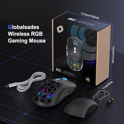 Wireless Gaming Mouse, Rechargeable&Rechange Shell,RGB Programmable Macro Mouse, Lightweight Mouse,10000 DPI,Tri-mode Wired/BT 5.0/2.4GHz Wireless Mouse Gaming with 2 Side Buttons (Black Blue) - color: Black Blue