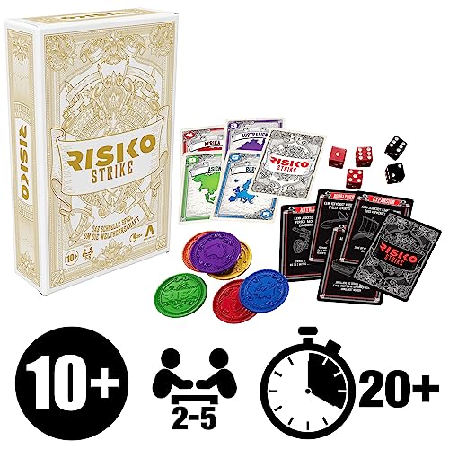 Hasbro Gaming Risk Strike Cards and Dice Game for Adults, Teens, and Kids, Quick-Playing Strategy Game, 2-5 Players, 20 Min. Average, Fun Summer Activities, Vacation Travel Essentials, Ages 10+
