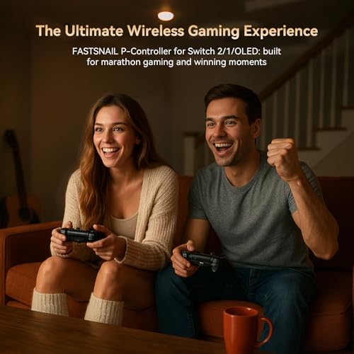 FASTSNAIL Wireless Controller for Nintendo Switch 2/1/OLED | Hall Effect Joystick P-Controller with 12 RGB/Programming/Motion Control/Gyro Axis/Turbo/Vibration/Screenshot/Wake up