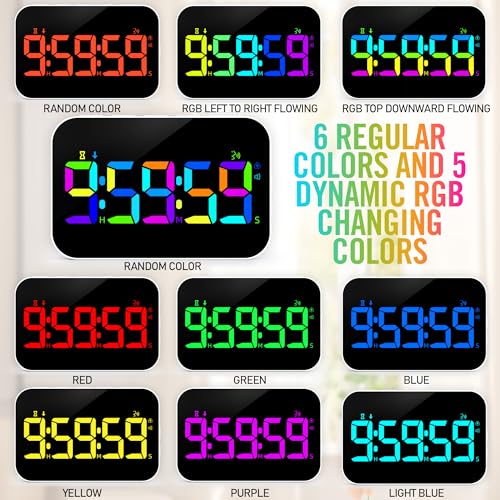 Kitchen Timer for Cooking, Rechargeable Digital Magnetic Timer with Large LED Display, Loud Alarm, Sound Countdown, 4 Volume Levels and 3 Brightness for Classroom, Study (RGB) - color: Rgb