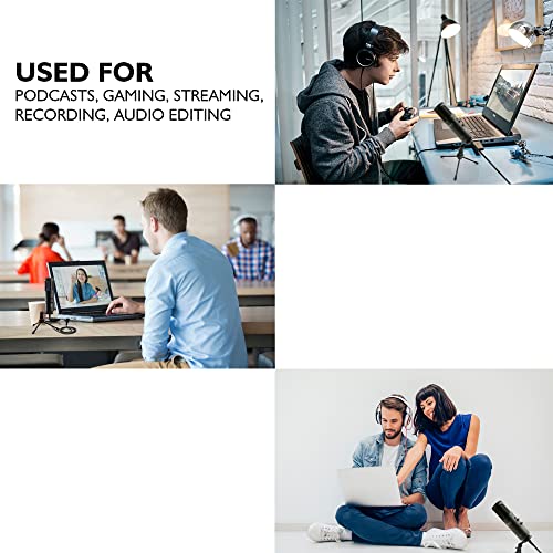 JOVIAL Pyle USB PC Recording Condenser Microphone, Portable Pro Audio Condenser Desk Mic, Blue LED, Adjustable Gain, Headphone Jack, Mute Control, Tripod Stand, for Podcast Streaming Gaming
