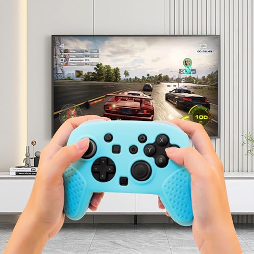 GLDRAM Switch 2 Pro Controller Clear Case, Remote Soft Silicone Protective Cover Skin, Scratch & Shockproof Durable Accessories for Nintendo Switch 2 Pro Controller - Blue