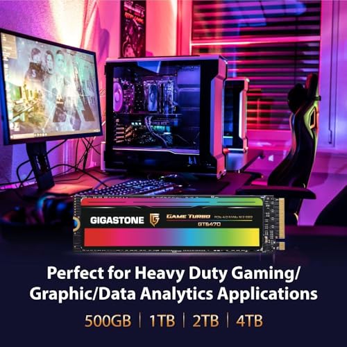 Gigastone 2TB Game Turbo PCIe Gen4x4 SSD (4-Pack) Up to 7,300MB/s with SLC Caching Gaming/PC/Desktop/Laptop 5-Year Warranty M.2 NVMe PCIe 4.0 2280 Internal Solid State Drive - color: 2TB GAME TURBO PCIe 4.0 SSD 4-Pack