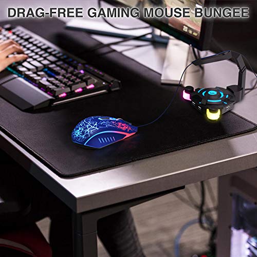 VersionTECH. Mouse Bungee - PC Gaming Mouse Cable Holder Cord Management, 4-Port USB Hub for MacBook Air, MacBook Pro, XPS, PC, Flash Drive, 2.4G Nano USB Receiver