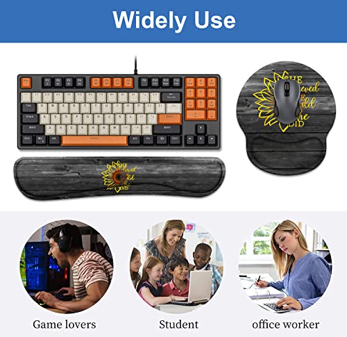 Keyboard Wrist Rest + Mouse Pad Wrist Support Set with Coasters, Inspirational Quote She Believed She Could So She Did Design Non-Slip PU Base Ergonomic Mousepad for Home Office Working Studying - color: Inspirational Quote She Believed She Could So She D