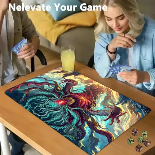 for MTG Game Playmat - 24 x 14 inches with Dices and Storage Bags, Non-Slip Base for TCG and Board Game Card Mats, Trading Card Games Mat, Demon in The Sky Pattern Collectible Card Playmats - color: Jv-playmat-p7-1-g192