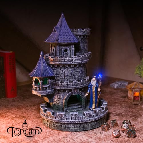Forged Dice Co. Wizard's Castle Dice Tower - Hand Painted - Fits Dungeons and Dragons Dice - Blue - color: Blue Wizard