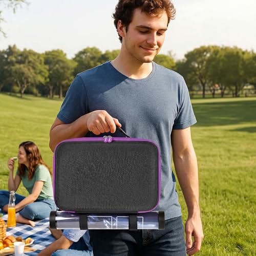 casmilee Deck Box Carrying Case for MTG/TCG Cards with Playmat Straps | 6 Adjustable Dividers, Mesh Pocket, Shoulder Strap, Holds Deck Boxes, Dice and Playmat, Case Only - color: Purple