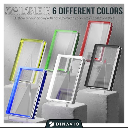 Dinavio Crafthouse PSA Graded Card Display Acrylic Case for Standard PSA and CGC Slabs - Slab Case - PSA Card Case - Graded Card Display Case - Updated Dimensions - Stand Included (Yellow Border) - color: Yellow Border