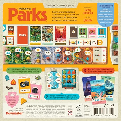 Keymaster Games Parks (2nd Edition) | Summit Deluxe | Beautiful Strategy Game for Families, Adults, Kids or Solo | Explore Nature and Outdoors by Hiking US National Parks | Ages 10+ | 1-5 Players - style: 2nd Edition | Summit Deluxe