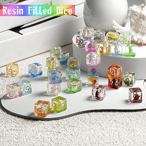 Chips DND Dice Set, DNDND 7PCS Resin Polyhedral Die with Velvet Bag for D&D Role Playing Games and Tabletop Games(Chips - color: Chips