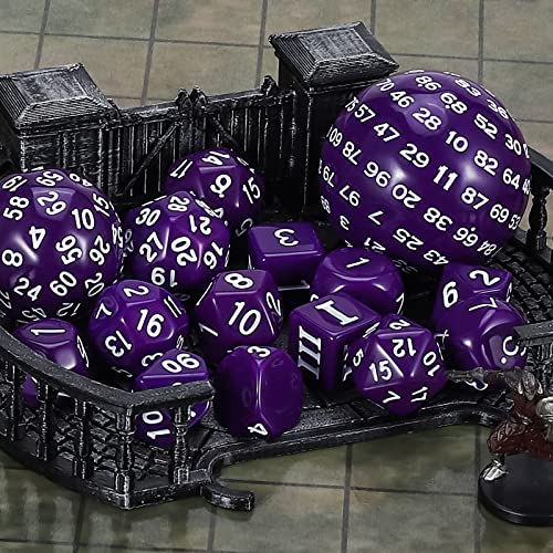 CiaraQ DND Polyhedral Dice Set (15pcs) D4-D100 Game Dice with Dice Bag | Acrylic Role Playing Dice for Dungeons and Dragons MTG Table Games (Purple & White) - color: Purple & White
