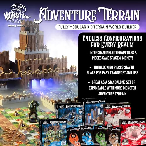 Monster Adventure Terrain - NEW! Dungeon Builder Set (159pc) - 3D Interchangeable Dungeon System w 19 New Tiles - Build Modular Worlds in a Snap & Elevate Your Campaign - Compatible with DND - color: Dungeon Builder Set