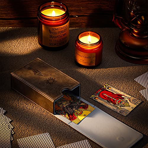 Coume PU Leather Tarot Cards Case Moon Design Playing Cards Holder Tarot Deck Protective Case for Most Standard Size Playing Gothic Oracle(Sun Style) - style: Sun Style