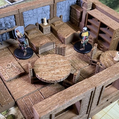 Miniature Furniture Starter Bundle for Tabletop Role Playing Games, 28mm Scale, Ready to Use Terrain Set for D&D