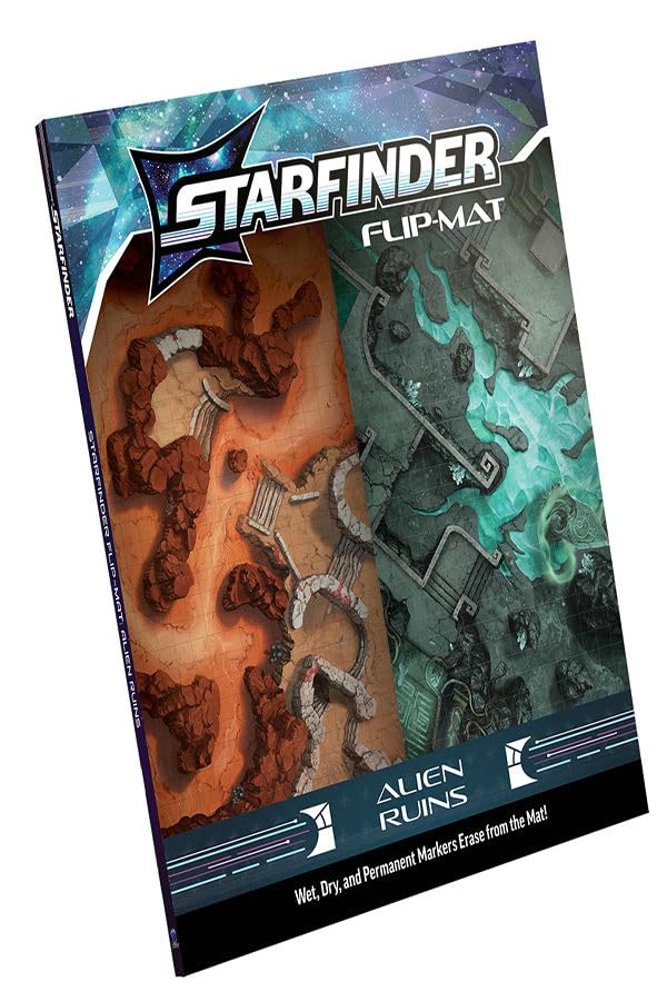 Starfinder Flip-Mat: Alien Ruins, 24x30 | Dual-Sided Battle Mat, Two Alien Archaeological Environments