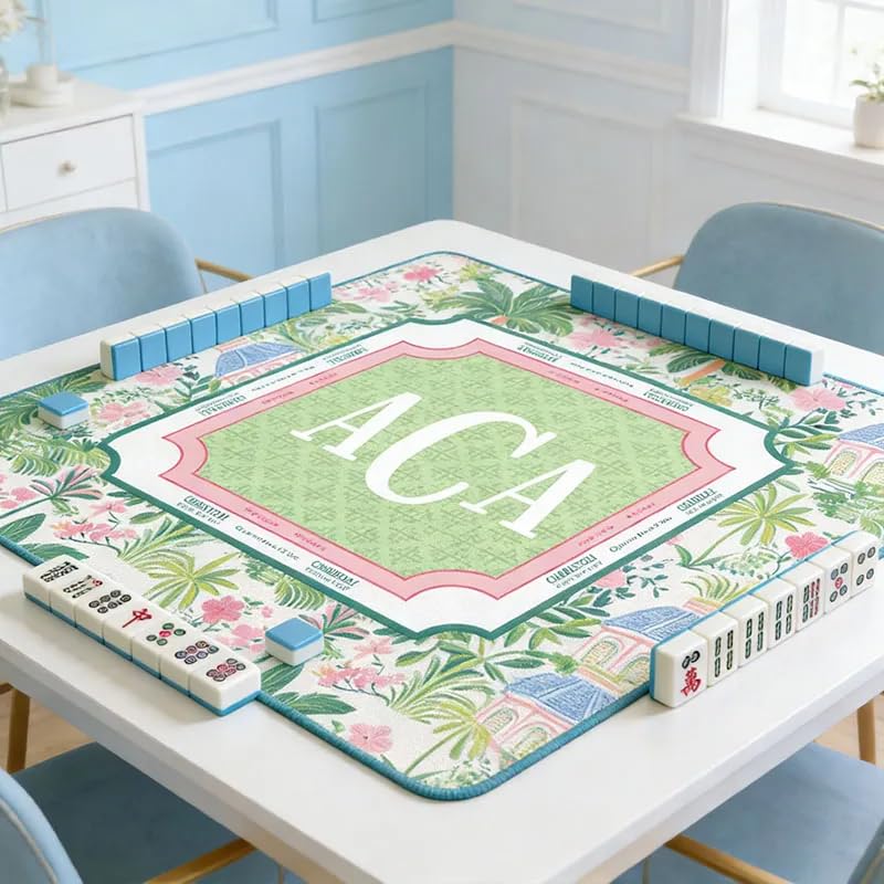 Personalized Palm Beach Chic Mahjong Mat, Custom Monogram Neoprene Game Surface, Portable Travel Playing Mat with Non-Slip Rubber Backing