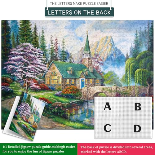 1000 Piece Jigsaw Puzzles for Adults,Beautiful Countryside Puzzle with 1:1 HD Poster, Precise Interlocking, Letter Markings on Back, Dust-Free, Stress Relief & Ideal Family Game Gift - color: Beautiful Countryside