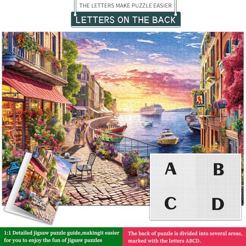 Jigsaw Puzzles for Adults 1000 Pieces, Interlock Perfectly No Dust, Impossible Difficult Hard Fun 1000 Piece Jigsaw Puzzles for Adults-1:1 Poster-Streets Scene - color: Streets Scene