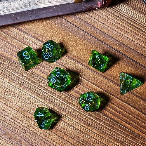 UDIXI D&D Polyhedral Dice Set, Green DND Dice Set Ranger for Tabletop Games | Velvet Storage Bag, DM Gift, for Dungeons and Dragons Role Playing Games Board Games - color: Role:ranger