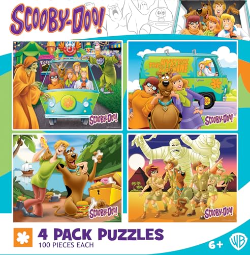 MasterPieces Puzzle Set - 4-Pack 100 Piece Jigsaw Puzzle for Kids - Scooby-Doo! 4-Pack - 8"x10" - style: Scooby-Doo!