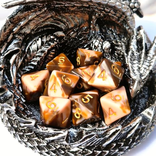 10 PCS D8 8 Sided Dice Set, Polyhedral Number Game Dice for DND RPG MTG Board Game Party Tabletop Accessories (White + Coffee) - color: White + Coffee