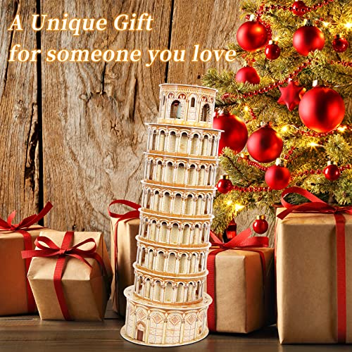 3D Puzzles for Adults & Kids, Exquisite Leaning Tower of Pisa City Large Architecture Building Model Kit, 3D Jigsaw Craft Kits STEM Educational Toys Birthday for Boys Girls Ages 10+ Home Decor, 70 PCS - style: Pisa Tower