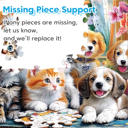 4 Packs 100 Piece Puzzles for Kids Ages 4-6 6-8 8-10, Cats Dogs Sea World Mushroom Large Piece Puzzle for Seniors 100 Pieces Adults Jigsaw Puzzle Learning Educational Xmas Toys for Boys and Girls - style: Cats Dogs Sea World