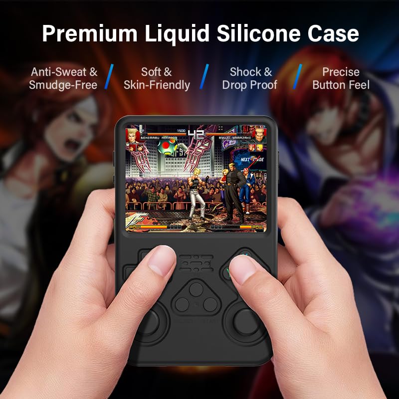 Silicone Case for R36S Handheld Game Console Protective Case with Lanyard Button Cover Accessory for Gift (Black) - color: black