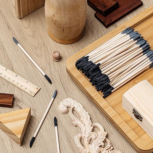 60 Pcs Sanding Sticks Double End Matchsticks Sanding Twigs Fine Detailing Polishing Sticks for Plastic Models Wood Hobby, 120/280 Grit, 5.4 x 0.3 Inch
