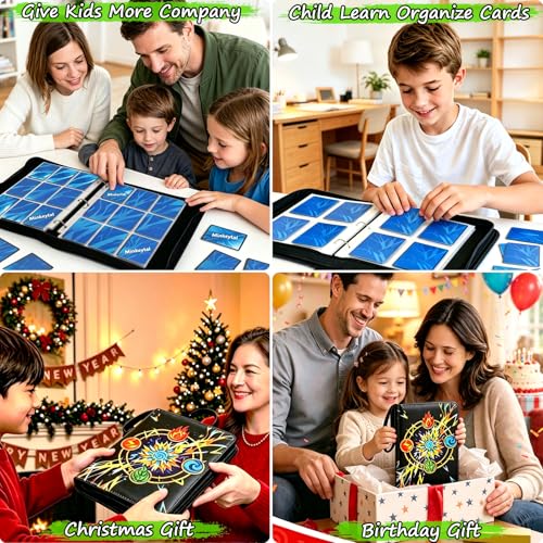 Card Binder for Cards, 4-Pocket Trading Card Binder with 50 Removable Sleeves Fits 400 Cards, Great Creative Design Card Collection Binder Album Gift for Boys Girls Aged 4 to 16 - color: 400 Pockets