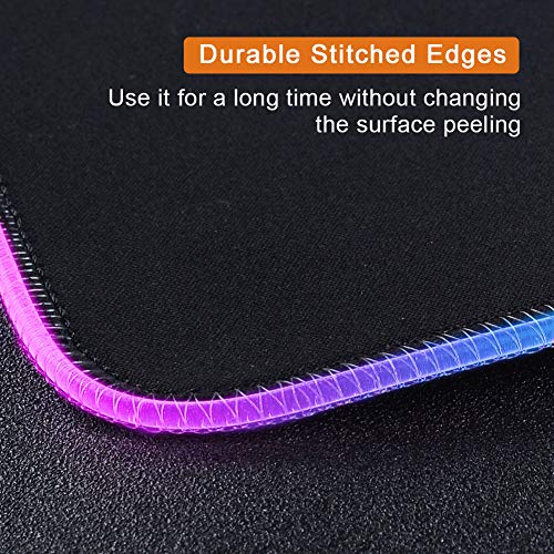 Kalafun Large RGB Gaming Mouse Pad XXL Extended LED Mousepad with Non-Slip Rubber Base, Long Soft Light Up Computer Mouse Mat for Laptop (800×300×4mm, Black)