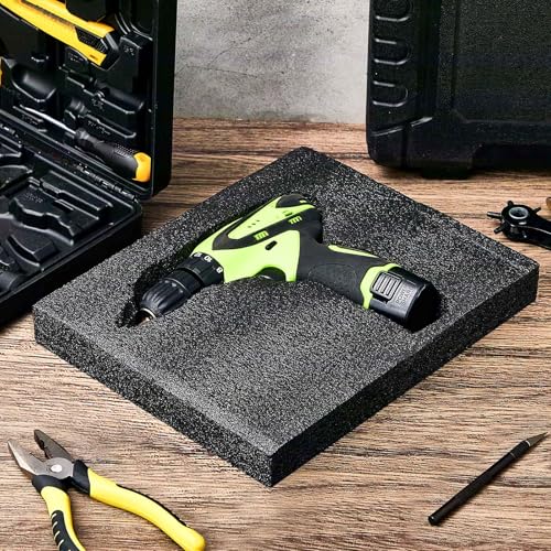 Hoolerry 2 Pcs Customizable Polyethylene Foam Packing Inserts for Cases Thick Polyethylene Cuttable Foam Sheet for Tool Box, Camera, Crafts, Storage and Crafts (12" X 10" X 1.5",Black) - size: 12" X 10" X 1.5"