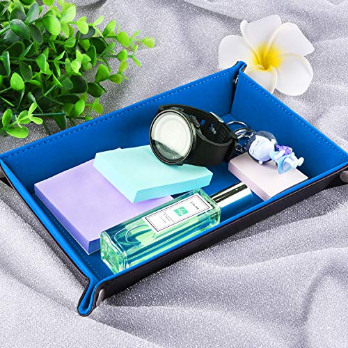 SIQUK Double Sided Dice Tray Folding Rectangle PU Leather and Sky Blue Velvet Dice Holder - color: Sky Blue