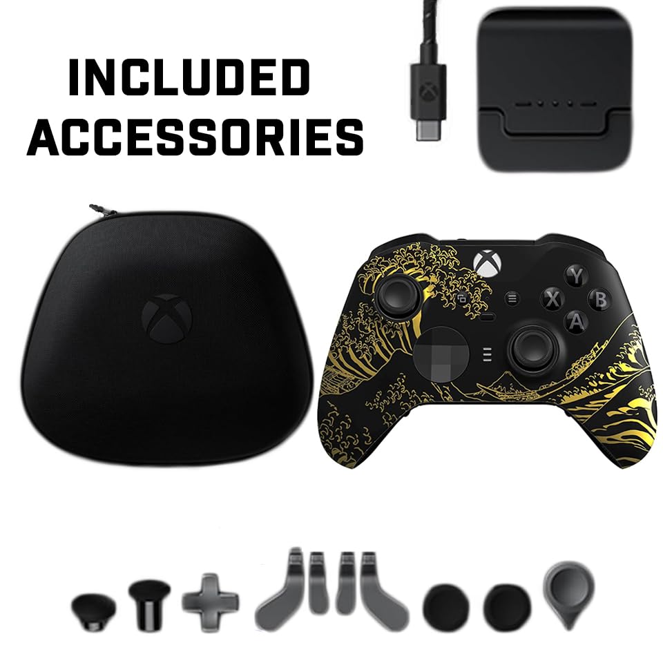 Custom Controllerzz Elite Series 2 Controller Compatible With Xbox One, Xbox Series S, and Xbox Series X (Golden Waves) - color: Golden Waves